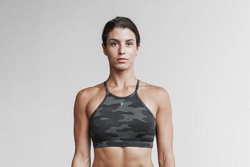 Green Nobull Halter Sports Bra (PLUSH Heather) Women's Sports Bra | CA B2236E